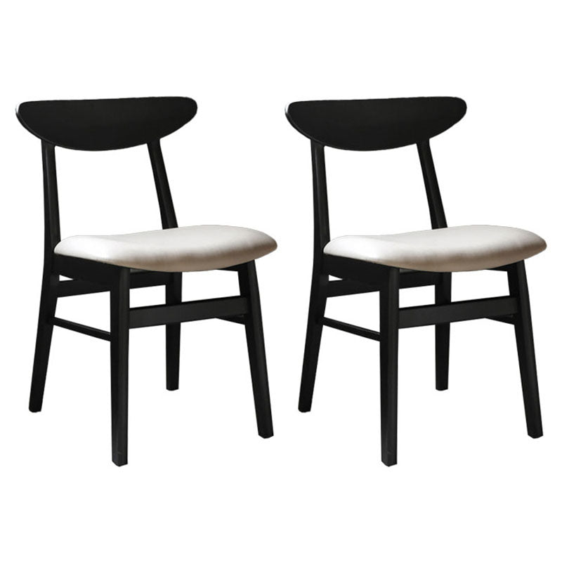 Contemporary Style Dining Chairs Armless Side Chairs with Wooden Legs Black White 2 Piece Set Clearhalo 'Dining Chairs' 'Dining Tables & Seating' 'dining_chair' 'furn' 'furn_dining_chair' 'Furniture' 'furniture_dining_chair' 'Kitchen & Dining Furniture' 4781978