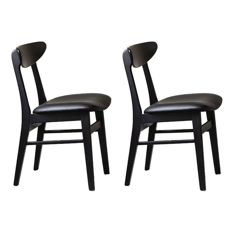 Contemporary Style Dining Chairs Armless Side Chairs with Wooden Legs Black 2 Piece Set Clearhalo 'Dining Chairs' 'Dining Tables & Seating' 'dining_chair' 'furn' 'furn_dining_chair' 'Furniture' 'furniture_dining_chair' 'Kitchen & Dining Furniture' 4781984