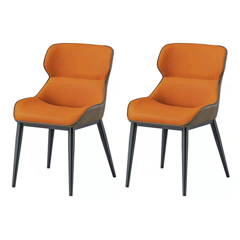 Industrial Design Armless Faux Leather Side Chair Wingback Side Chair Orange 2 Piece Set Clearhalo 'Dining Chairs' 'Dining Tables & Seating' 'dining_chair' 'furn' 'furn_dining_chair' 'Furniture' 'furniture_dining_chair' 'Kitchen & Dining Furniture' 4781998