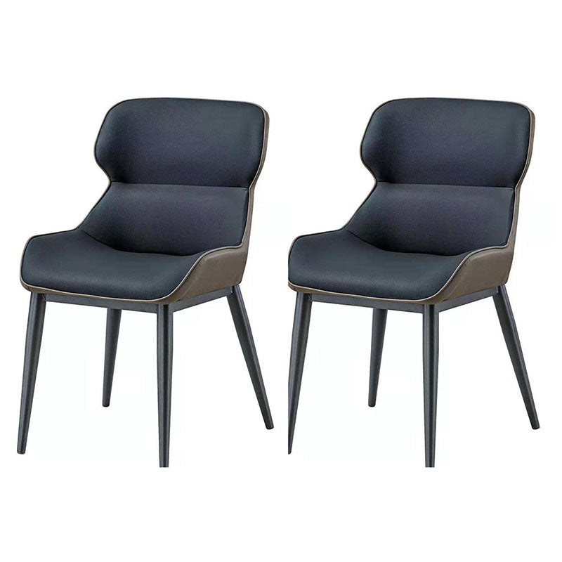 Industrial Design Armless Faux Leather Side Chair Wingback Side Chair Blue 2 Piece Set Clearhalo 'Dining Chairs' 'Dining Tables & Seating' 'dining_chair' 'furn' 'furn_dining_chair' 'Furniture' 'furniture_dining_chair' 'Kitchen & Dining Furniture' 4781999