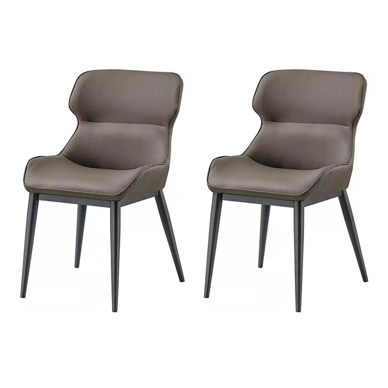 Industrial Design Armless Faux Leather Side Chair Wingback Side Chair Grey 2 Piece Set Clearhalo 'Dining Chairs' 'Dining Tables & Seating' 'dining_chair' 'furn' 'furn_dining_chair' 'Furniture' 'furniture_dining_chair' 'Kitchen & Dining Furniture' 4782003
