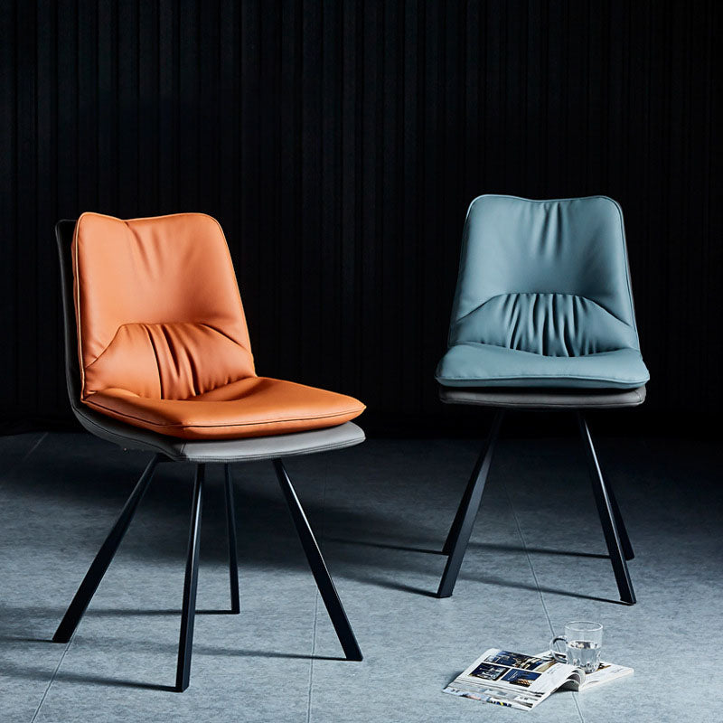 Industrial Design Armless Solid Back Chair Faux Leather Side Chair Clearhalo 'Dining Chairs' 'Dining Tables & Seating' 'dining_chair' 'furn' 'furn_dining_chair' 'Furniture' 'furniture_dining_chair' 'Kitchen & Dining Furniture' 4782010