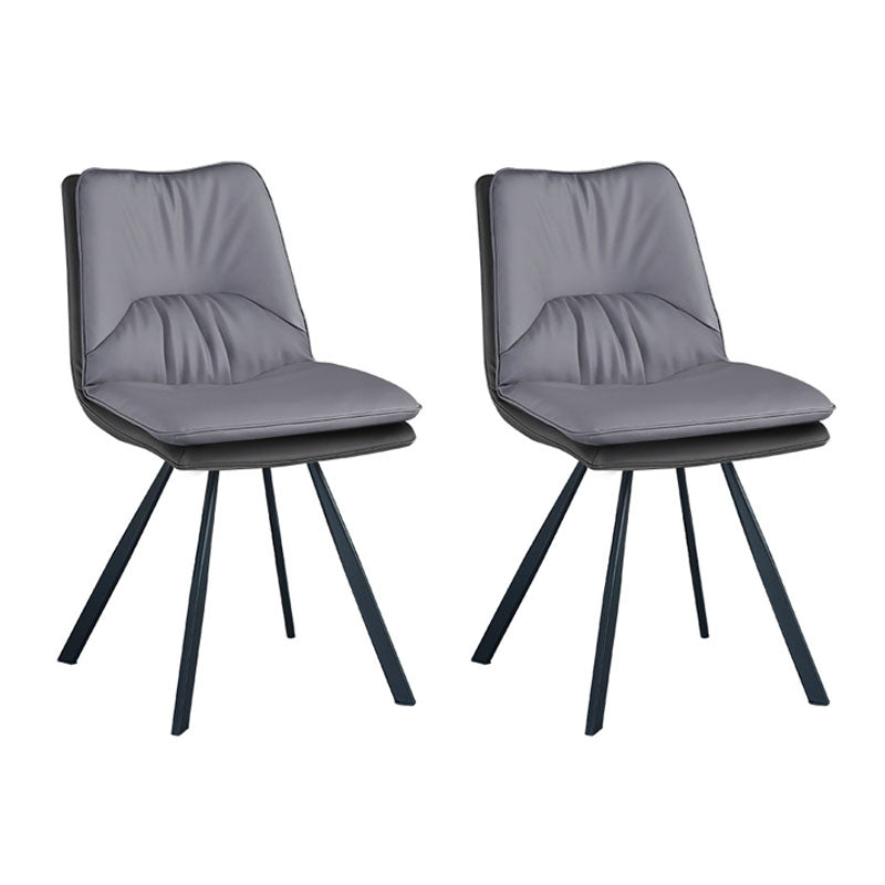 Industrial Design Armless Solid Back Chair Faux Leather Side Chair Grey 2 Piece Set Clearhalo 'Dining Chairs' 'Dining Tables & Seating' 'dining_chair' 'furn' 'furn_dining_chair' 'Furniture' 'furniture_dining_chair' 'Kitchen & Dining Furniture' 4782012