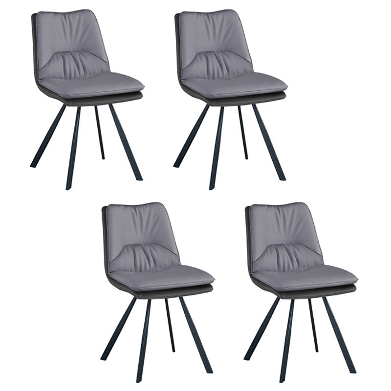 Industrial Design Armless Solid Back Chair Faux Leather Side Chair Grey 4 Piece Set Clearhalo 'Dining Chairs' 'Dining Tables & Seating' 'dining_chair' 'furn' 'furn_dining_chair' 'Furniture' 'furniture_dining_chair' 'Kitchen & Dining Furniture' 4782015