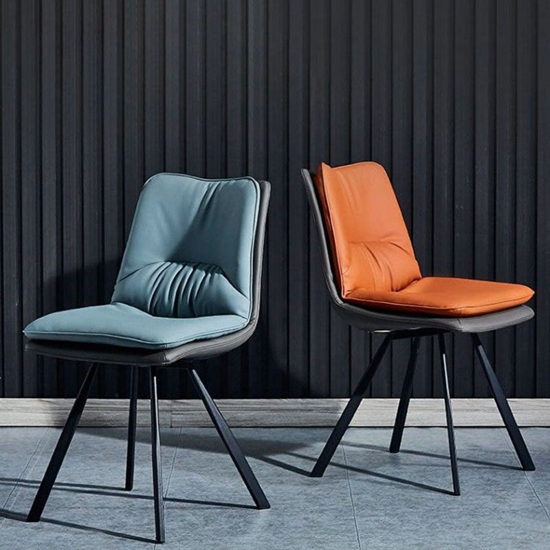 Industrial Design Armless Solid Back Chair Faux Leather Side Chair Clearhalo 'Dining Chairs' 'Dining Tables & Seating' 'dining_chair' 'furn' 'furn_dining_chair' 'Furniture' 'furniture_dining_chair' 'Kitchen & Dining Furniture' 4782028