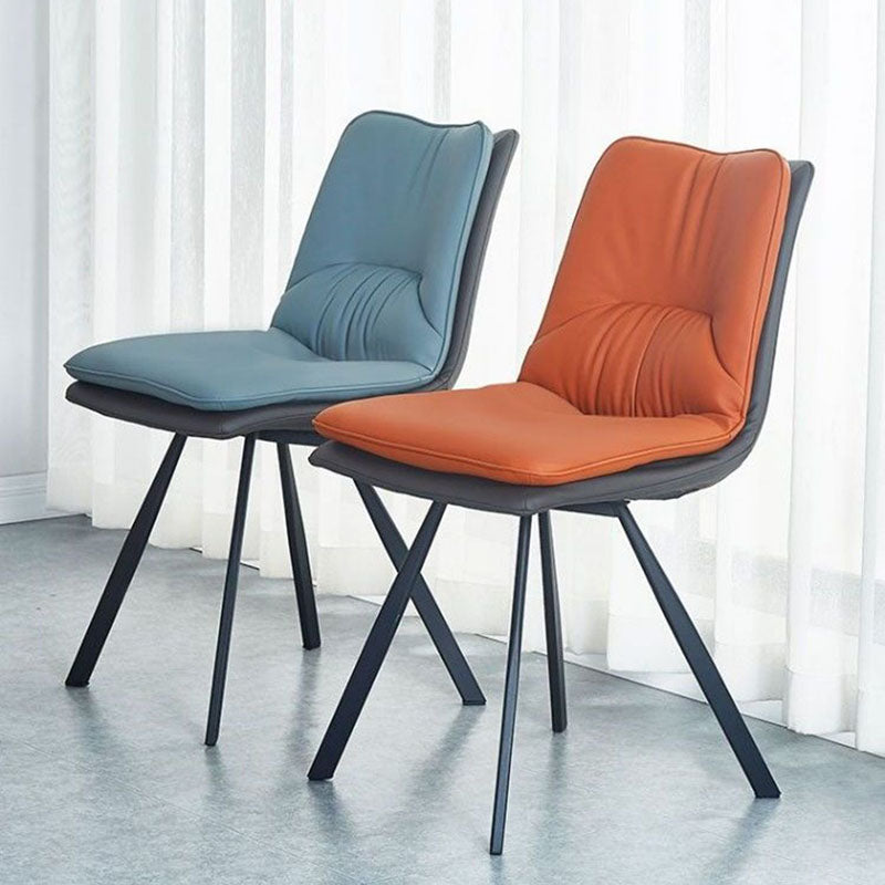 Industrial Design Armless Solid Back Chair Faux Leather Side Chair Clearhalo 'Dining Chairs' 'Dining Tables & Seating' 'dining_chair' 'furn' 'furn_dining_chair' 'Furniture' 'furniture_dining_chair' 'Kitchen & Dining Furniture' 4782031