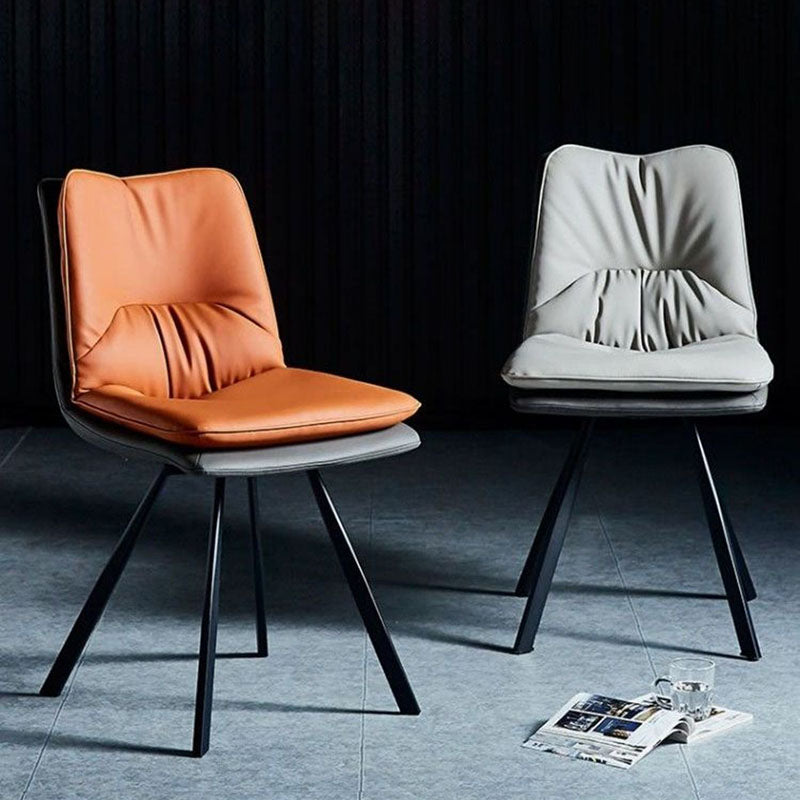 Industrial Design Armless Solid Back Chair Faux Leather Side Chair Clearhalo 'Dining Chairs' 'Dining Tables & Seating' 'dining_chair' 'furn' 'furn_dining_chair' 'Furniture' 'furniture_dining_chair' 'Kitchen & Dining Furniture' 4782033