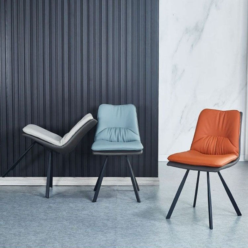 Industrial Design Armless Solid Back Chair Faux Leather Side Chair Clearhalo 'Dining Chairs' 'Dining Tables & Seating' 'dining_chair' 'furn' 'furn_dining_chair' 'Furniture' 'furniture_dining_chair' 'Kitchen & Dining Furniture' 4782036