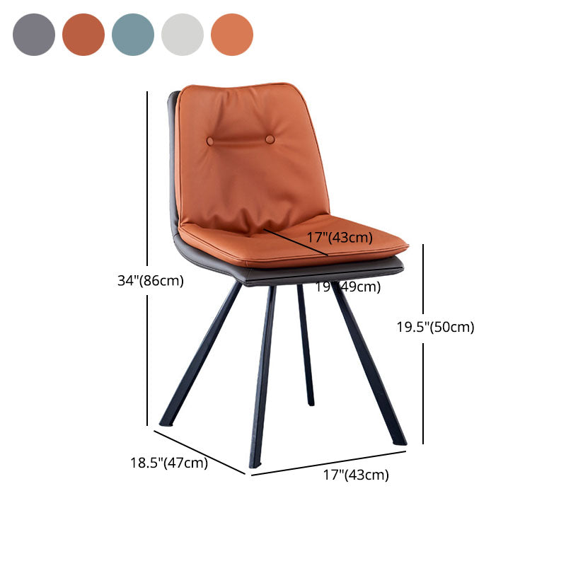 Industrial Design Armless Solid Back Chair Faux Leather Side Chair Clearhalo 'Dining Chairs' 'Dining Tables & Seating' 'dining_chair' 'furn' 'furn_dining_chair' 'Furniture' 'furniture_dining_chair' 'Kitchen & Dining Furniture' 4782037
