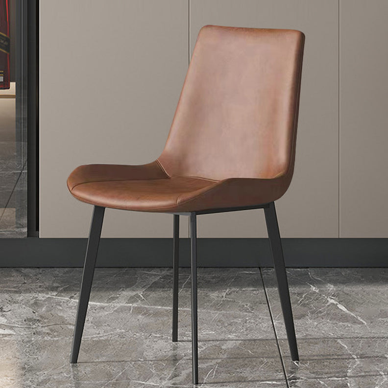 Minimalist Faux Leather Side Chair for Home Solid Back Chair Clearhalo 'Dining Chairs' 'Dining Tables & Seating' 'dining_chair' 'furn' 'furn_dining_chair' 'Furniture' 'furniture_dining_chair' 'Kitchen & Dining Furniture' 4782038