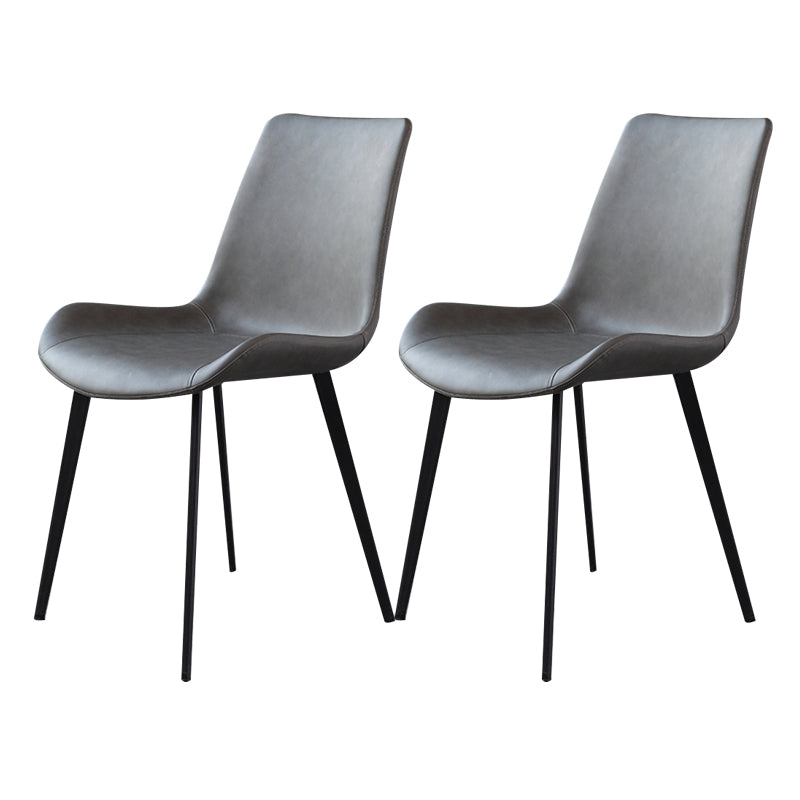 Minimalist Faux Leather Side Chair for Home Solid Back Chair Grey 2 Piece Set Clearhalo 'Dining Chairs' 'Dining Tables & Seating' 'dining_chair' 'furn' 'furn_dining_chair' 'Furniture' 'furniture_dining_chair' 'Kitchen & Dining Furniture' 4782040