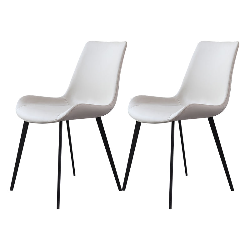 Minimalist Faux Leather Side Chair for Home Solid Back Chair White 2 Piece Set Clearhalo 'Dining Chairs' 'Dining Tables & Seating' 'dining_chair' 'furn' 'furn_dining_chair' 'Furniture' 'furniture_dining_chair' 'Kitchen & Dining Furniture' 4782042