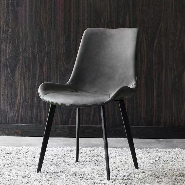Minimalist Faux Leather Side Chair for Home Solid Back Chair Clearhalo 'Dining Chairs' 'Dining Tables & Seating' 'dining_chair' 'furn' 'furn_dining_chair' 'Furniture' 'furniture_dining_chair' 'Kitchen & Dining Furniture' 4782043