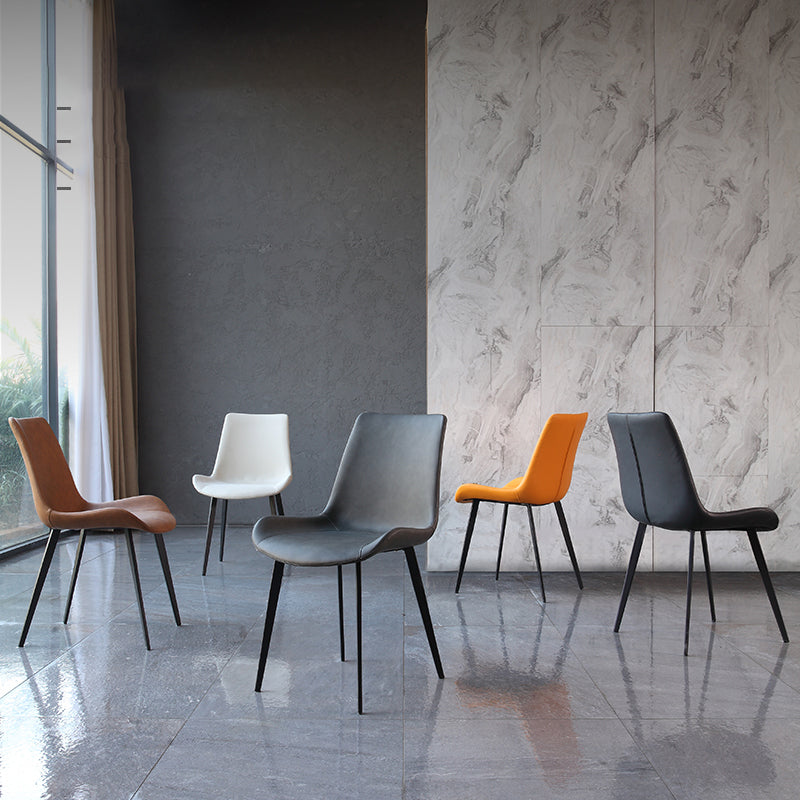 Minimalist Faux Leather Side Chair for Home Solid Back Chair Clearhalo 'Dining Chairs' 'Dining Tables & Seating' 'dining_chair' 'furn' 'furn_dining_chair' 'Furniture' 'furniture_dining_chair' 'Kitchen & Dining Furniture' 4782045