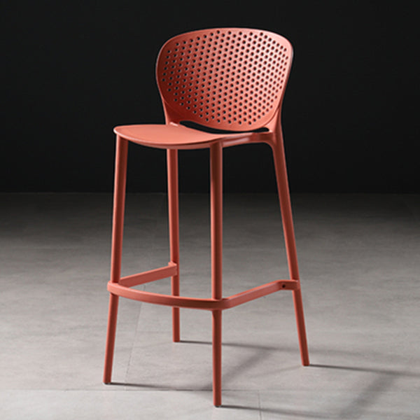 Modern Bar-stool Plastic Counter Bar Stool for Kitchen Bar with Plastic Legs Light Red 1 Piece Clearhalo 'Bar Furniture' 'Bar Stools' 'bar_stools' 'furn' 'furn_bar_stools' 'Furniture' 'furniture_bar_stools' 'Kitchen & Dining Furniture' 4782060