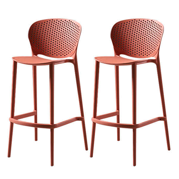 Modern Bar-stool Plastic Counter Bar Stool for Kitchen Bar with Plastic Legs Light Red 2 Piece Set Clearhalo 'Bar Furniture' 'Bar Stools' 'bar_stools' 'furn' 'furn_bar_stools' 'Furniture' 'furniture_bar_stools' 'Kitchen & Dining Furniture' 4782062