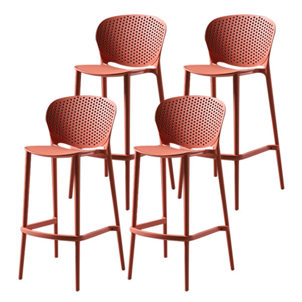 Modern Bar-stool Plastic Counter Bar Stool for Kitchen Bar with Plastic Legs Light Red 4 Piece Set Clearhalo 'Bar Furniture' 'Bar Stools' 'bar_stools' 'furn' 'furn_bar_stools' 'Furniture' 'furniture_bar_stools' 'Kitchen & Dining Furniture' 4782065