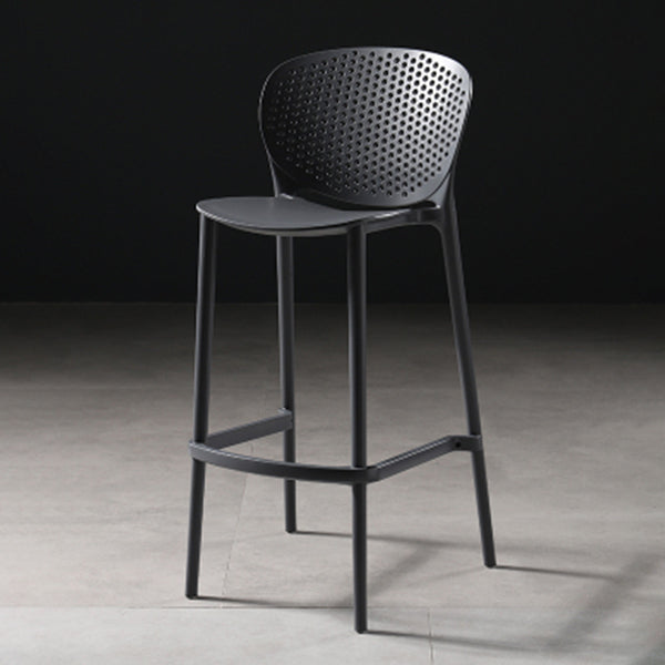 Modern Bar-stool Plastic Counter Bar Stool for Kitchen Bar with Plastic Legs Black-Gray 1 Piece Clearhalo 'Bar Furniture' 'Bar Stools' 'bar_stools' 'furn' 'furn_bar_stools' 'Furniture' 'furniture_bar_stools' 'Kitchen & Dining Furniture' 4782072