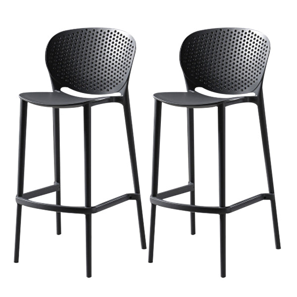 Modern Bar-stool Plastic Counter Bar Stool for Kitchen Bar with Plastic Legs Black-Gray 2 Piece Set Clearhalo 'Bar Furniture' 'Bar Stools' 'bar_stools' 'furn' 'furn_bar_stools' 'Furniture' 'furniture_bar_stools' 'Kitchen & Dining Furniture' 4782075