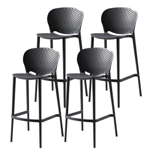 Modern Bar-stool Plastic Counter Bar Stool for Kitchen Bar with Plastic Legs Black-Gray 4 Piece Set Clearhalo 'Bar Furniture' 'Bar Stools' 'bar_stools' 'furn' 'furn_bar_stools' 'Furniture' 'furniture_bar_stools' 'Kitchen & Dining Furniture' 4782076