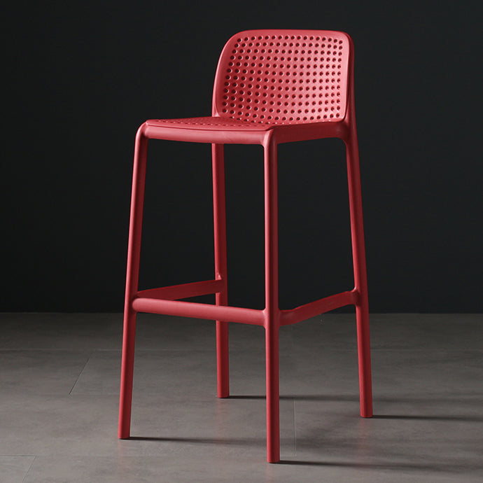 Modern Bar-stool Plastic Counter Bar Stool for Kitchen Bar with Plastic Legs Red 1 Piece Bar Stool(30"H) Clearhalo 'Bar Furniture' 'Bar Stools' 'bar_stools' 'furn' 'furn_bar_stools' 'Furniture' 'furniture_bar_stools' 'Kitchen & Dining Furniture' 4782087