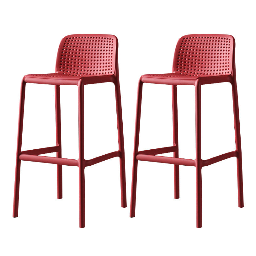Modern Bar-stool Plastic Counter Bar Stool for Kitchen Bar with Plastic Legs Red 2 Piece Set Bar Stool(30"H) Clearhalo 'Bar Furniture' 'Bar Stools' 'bar_stools' 'furn' 'furn_bar_stools' 'Furniture' 'furniture_bar_stools' 'Kitchen & Dining Furniture' 4782088