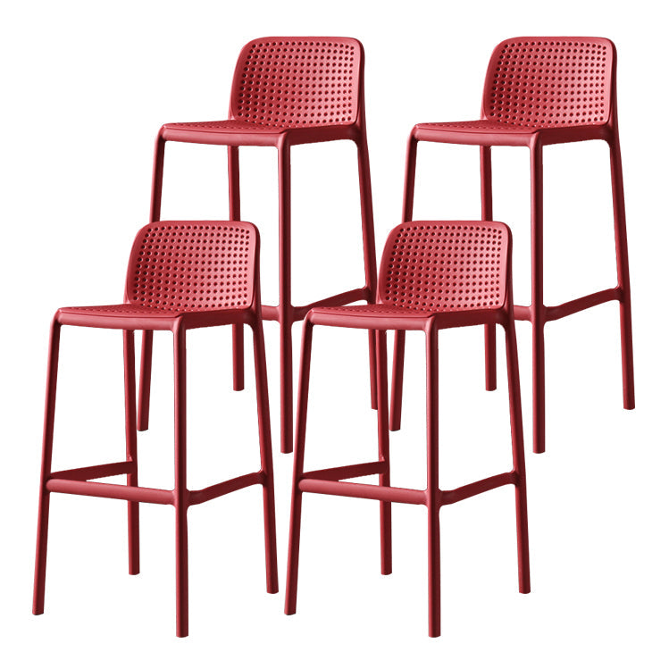 Modern Bar-stool Plastic Counter Bar Stool for Kitchen Bar with Plastic Legs Red 4 Piece Set Bar Stool(30"H) Clearhalo 'Bar Furniture' 'Bar Stools' 'bar_stools' 'furn' 'furn_bar_stools' 'Furniture' 'furniture_bar_stools' 'Kitchen & Dining Furniture' 4782089