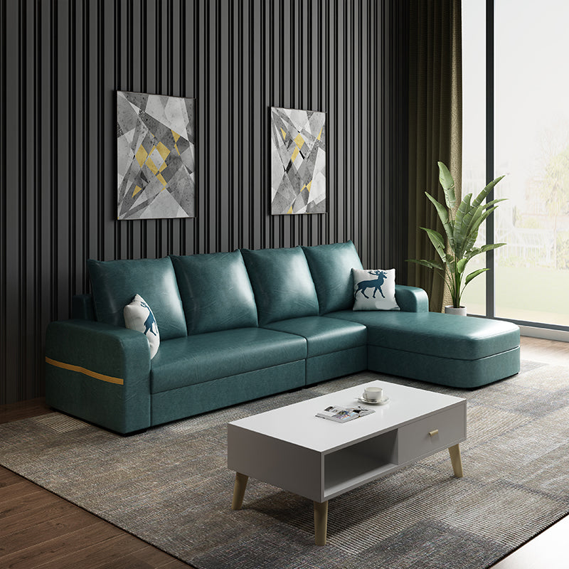 110.24"D x 62.99"W x 33.86"H Casual Removable Cushions Sectionals,Square Arm Blackish Green Faux Leather Clearhalo 'furn' 'furn_sectionals' 'Furniture' 'furniture_sectionals' 'kitchen' 'kitchen_sectionals' 'Living Room Furniture' 'Sectionals' 4785055