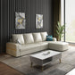 110.24"D x 62.99"W x 33.86"H Casual Removable Cushions Sectionals,Square Arm Beige Faux Leather Clearhalo 'furn' 'furn_sectionals' 'Furniture' 'furniture_sectionals' 'kitchen' 'kitchen_sectionals' 'Living Room Furniture' 'Sectionals' 4785058