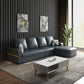 110.24"D x 62.99"W x 33.86"H Casual Removable Cushions Sectionals,Square Arm Dark Gray Faux Leather Clearhalo 'furn' 'furn_sectionals' 'Furniture' 'furniture_sectionals' 'kitchen' 'kitchen_sectionals' 'Living Room Furniture' 'Sectionals' 4785060