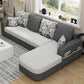 110.24"D x 62.99"W x 33.86"H Casual Removable Cushions Sectionals,Square Arm Black-Gray Cotton Blend Clearhalo 'furn' 'furn_sectionals' 'Furniture' 'furniture_sectionals' 'kitchen' 'kitchen_sectionals' 'Living Room Furniture' 'Sectionals' 4785063