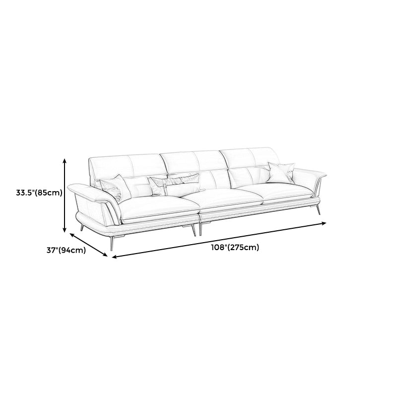Modern Cream Genuine Leather Pillow Top Arm Sofa/Sectional for Living Room Clearhalo 'furn' 'furn_sectionals' 'Furniture' 'furniture_sectionals' 'kitchen' 'kitchen_sectionals' 'Living Room Furniture' 'Sectionals' 4785080