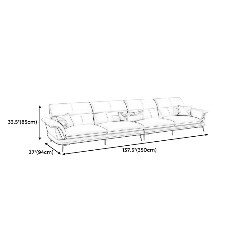 Modern Cream Genuine Leather Pillow Top Arm Sofa/Sectional for Living Room Clearhalo 'furn' 'furn_sectionals' 'Furniture' 'furniture_sectionals' 'kitchen' 'kitchen_sectionals' 'Living Room Furniture' 'Sectionals' 4785081