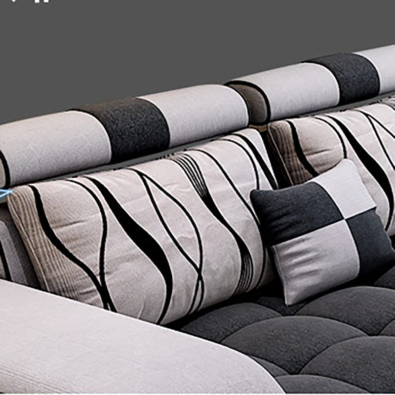 141.73"D x 94.5"W x 33.46"H Pillowed Back Cushions Sectionals with Storage Clearhalo 'furn' 'furn_sectionals' 'Furniture' 'furniture_sectionals' 'kitchen' 'kitchen_sectionals' 'Living Room Furniture' 'Sectionals' 4785097