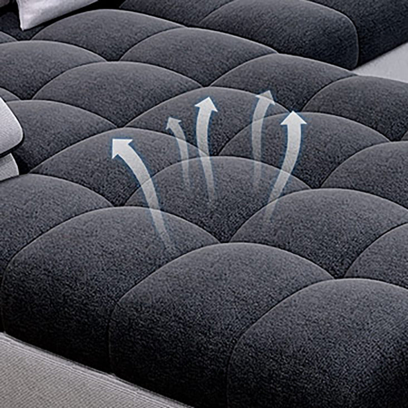 141.73"D x 94.5"W x 33.46"H Pillowed Back Cushions Sectionals with Storage Clearhalo 'furn' 'furn_sectionals' 'Furniture' 'furniture_sectionals' 'kitchen' 'kitchen_sectionals' 'Living Room Furniture' 'Sectionals' 4785098