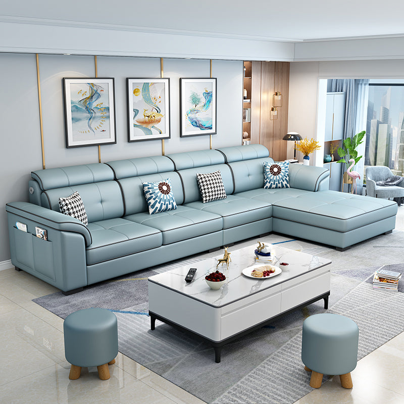 Faux Leather/Cotton Blend L-Shape Right Hand Facing Sectional Sofa Set Clearhalo 'Furniture' 'furniture_sectionals' 'kitchen' 'kitchen_sectionals' 'Living Room Furniture' 'Sectionals' 4785107