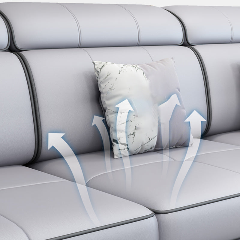 Faux Leather/Cotton Blend L-Shape Right Hand Facing Sectional Sofa Set Clearhalo 'Furniture' 'furniture_sectionals' 'kitchen' 'kitchen_sectionals' 'Living Room Furniture' 'Sectionals' 4785122