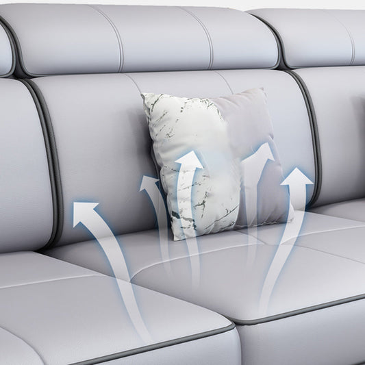 Faux Leather/Cotton Blend L-Shape Right Hand Facing Sectional Sofa Set Clearhalo 'Furniture' 'furniture_sectionals' 'kitchen' 'kitchen_sectionals' 'Living Room Furniture' 'Sectionals' 4785122