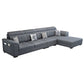 Faux Leather/Cotton Blend L-Shape Right Hand Facing Sectional Sofa Set Dark Gray Clearhalo 'Furniture' 'furniture_sectionals' 'kitchen' 'kitchen_sectionals' 'Living Room Furniture' 'Sectionals' 4785125