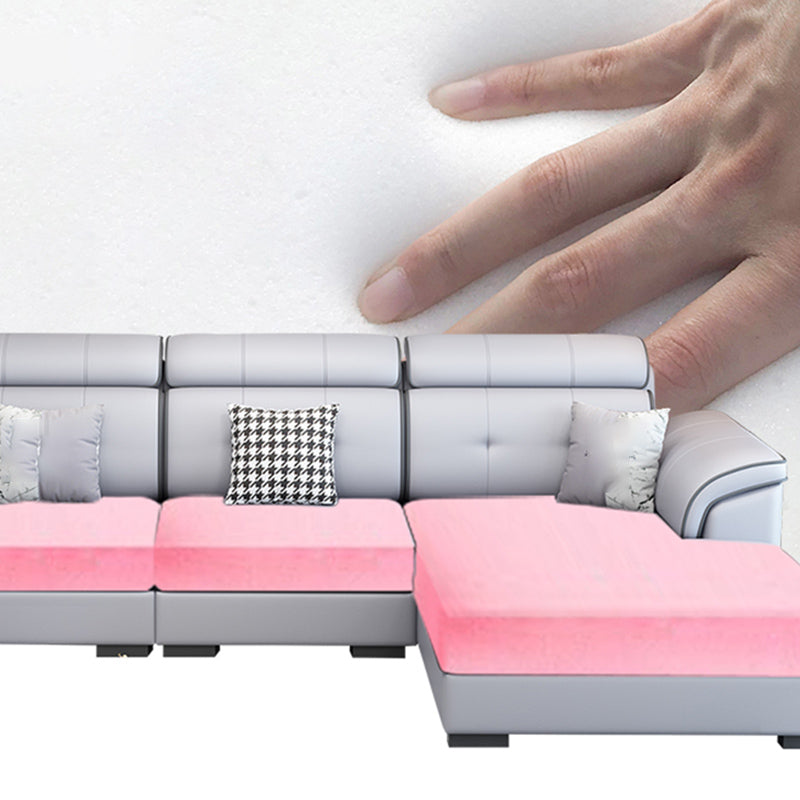 Faux Leather/Cotton Blend L-Shape Right Hand Facing Sectional Sofa Set Clearhalo 'Furniture' 'furniture_sectionals' 'kitchen' 'kitchen_sectionals' 'Living Room Furniture' 'Sectionals' 4785126