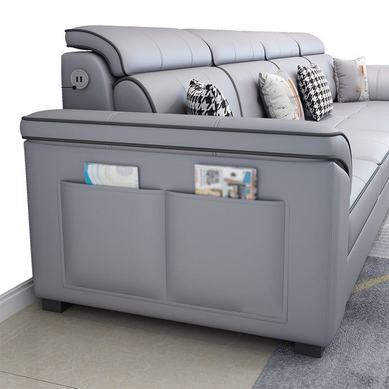 Faux Leather/Cotton Blend L-Shape Right Hand Facing Sectional Sofa Set Clearhalo 'Furniture' 'furniture_sectionals' 'kitchen' 'kitchen_sectionals' 'Living Room Furniture' 'Sectionals' 4785128