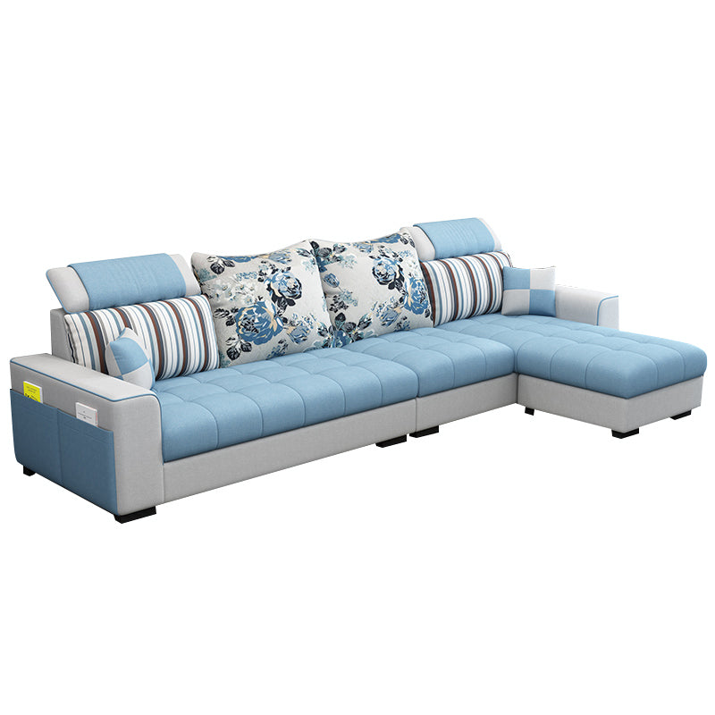 106.3"D x 57"W x 35.43"H Square Arm Sectionals, Modern High Back Sofa with Storage Light Blue Clearhalo 'furn' 'furn_sectionals' 'Furniture' 'furniture_sectionals' 'kitchen' 'kitchen_sectionals' 'Living Room Furniture' 'Sectionals' 4785134
