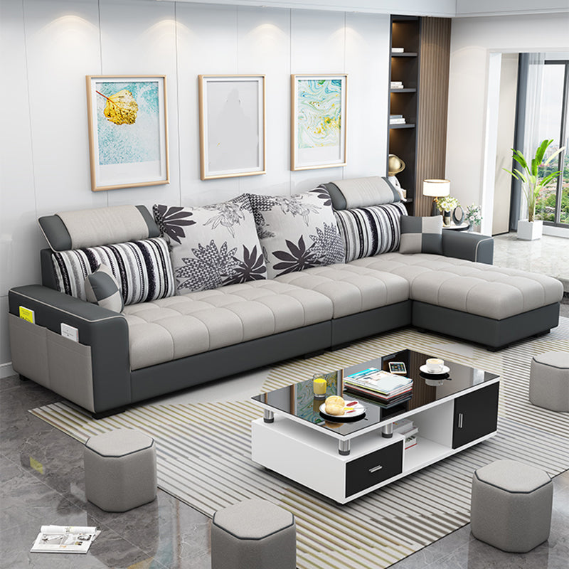 106.3"D x 57"W x 35.43"H Square Arm Sectionals, Modern High Back Sofa with Storage Clearhalo 'furn' 'furn_sectionals' 'Furniture' 'furniture_sectionals' 'kitchen' 'kitchen_sectionals' 'Living Room Furniture' 'Sectionals' 4785135