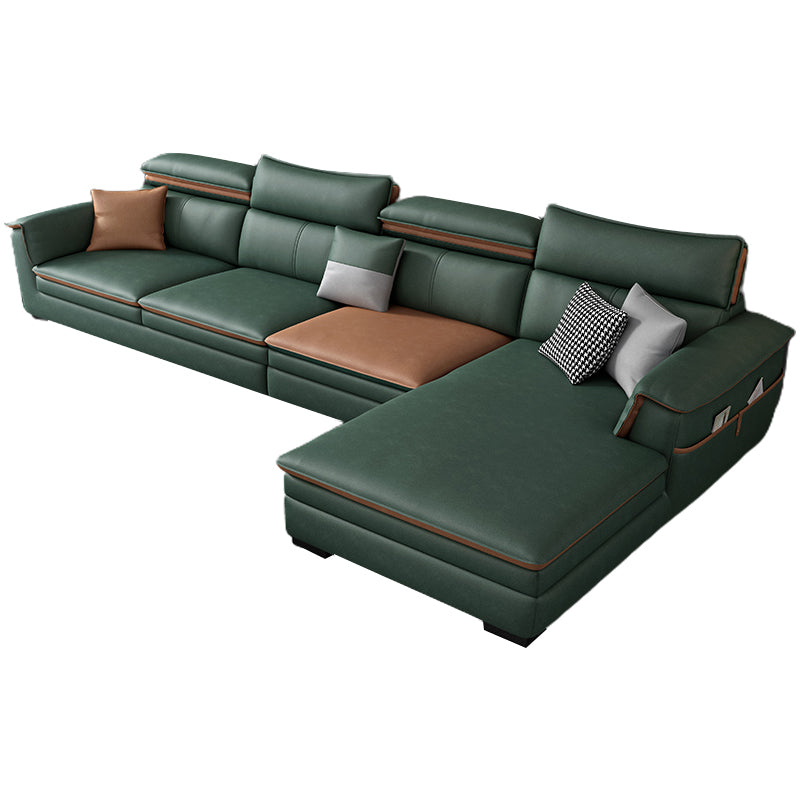 Faux Leather Pillow Top Arm Sectional with Adjustable Pillowed Back Cushions Clearhalo 'furn' 'furn_sectionals' 'Furniture' 'furniture_sectionals' 'kitchen' 'kitchen_sectionals' 'Living Room Furniture' 'Sectionals' 4785151