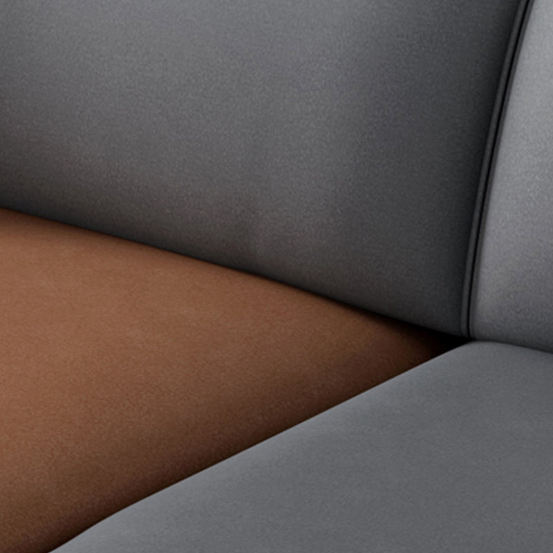 Faux Leather Pillow Top Arm Sectional with Adjustable Pillowed Back Cushions Clearhalo 'furn' 'furn_sectionals' 'Furniture' 'furniture_sectionals' 'kitchen' 'kitchen_sectionals' 'Living Room Furniture' 'Sectionals' 4785154