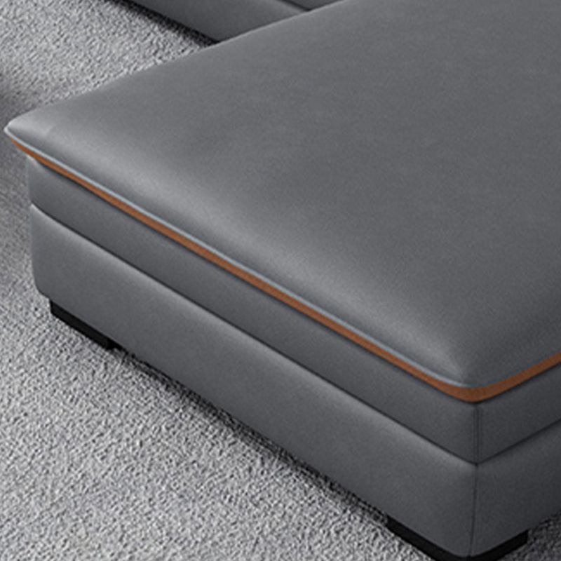 Faux Leather Pillow Top Arm Sectional with Adjustable Pillowed Back Cushions Clearhalo 'furn' 'furn_sectionals' 'Furniture' 'furniture_sectionals' 'kitchen' 'kitchen_sectionals' 'Living Room Furniture' 'Sectionals' 4785155