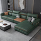 Faux Leather Pillow Top Arm Sectional with Adjustable Pillowed Back Cushions Blackish Green Clearhalo 'furn' 'furn_sectionals' 'Furniture' 'furniture_sectionals' 'kitchen' 'kitchen_sectionals' 'Living Room Furniture' 'Sectionals' 4785158