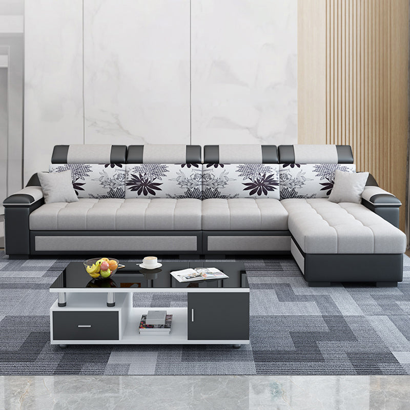 106.3"D x 57"W x 35.43"H Sloped Arm Sectionals, Modern High Back Sofa with Storage Clearhalo 'furn' 'furn_sectionals' 'Furniture' 'furniture_sectionals' 'kitchen' 'kitchen_sectionals' 'Living Room Furniture' 'Sectionals' 4785162