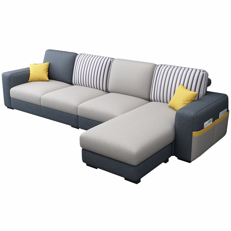 110.24"D x 59.1"W x 37.4"H Pillow Top Arm Sectionals, Modern High Back Sofa with Storage White-Blue Faux Leather Clearhalo 'furn' 'furn_sectionals' 'Furniture' 'furniture_sectionals' 'kitchen' 'kitchen_sectionals' 'Living Room Furniture' 'Sectionals' 4785192