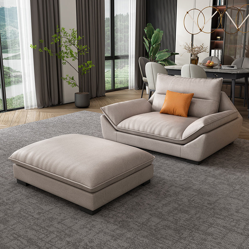 Flared Arm Beige Sectional Sofa with Chaise Pillowed Back Cushions Couch Sectional Clearhalo 'furn' 'furn_sectionals' 'Furniture' 'furniture_sectionals' 'kitchen' 'kitchen_sectionals' 'Living Room Furniture' 'Sectionals' 4785215